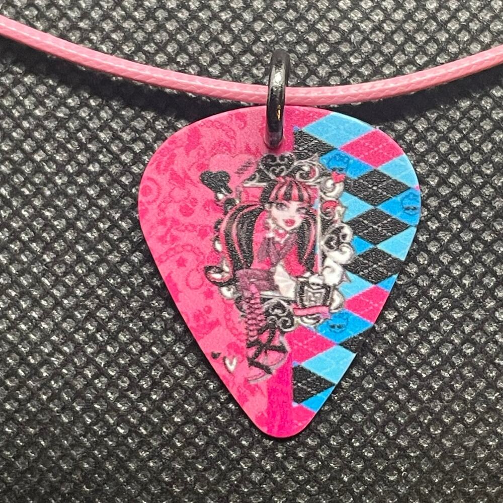 Handcrafted Draculaura Guitar Pick Necklace